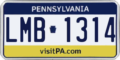 PA license plate LMB1314