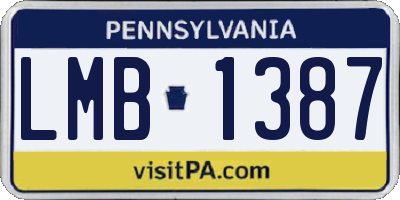 PA license plate LMB1387