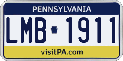 PA license plate LMB1911