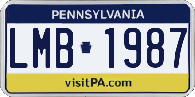 PA license plate LMB1987