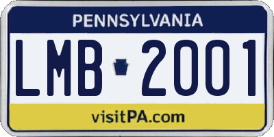 PA license plate LMB2001