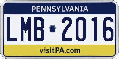 PA license plate LMB2016