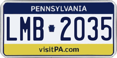 PA license plate LMB2035