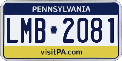 PA license plate LMB2081