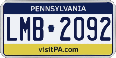 PA license plate LMB2092
