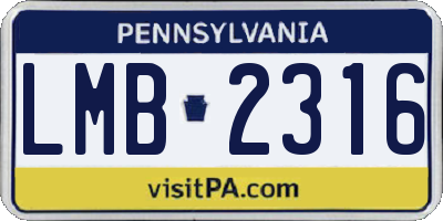 PA license plate LMB2316