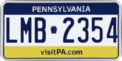PA license plate LMB2354