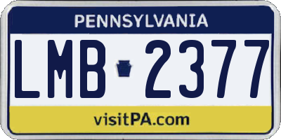 PA license plate LMB2377