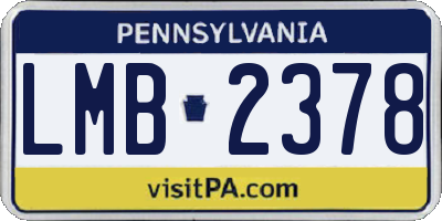 PA license plate LMB2378