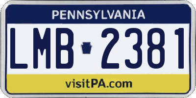 PA license plate LMB2381