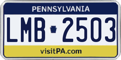 PA license plate LMB2503