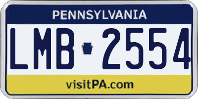 PA license plate LMB2554