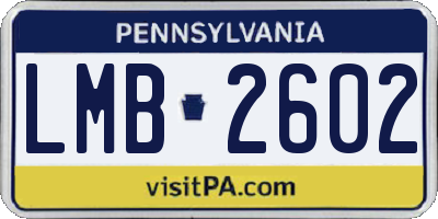 PA license plate LMB2602