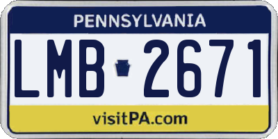 PA license plate LMB2671