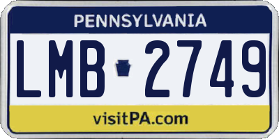 PA license plate LMB2749