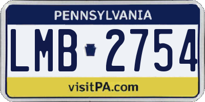 PA license plate LMB2754