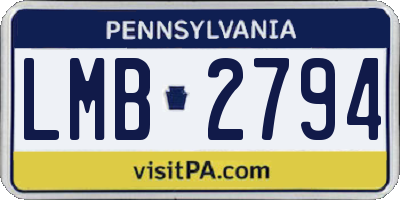 PA license plate LMB2794