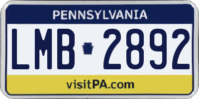 PA license plate LMB2892