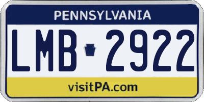 PA license plate LMB2922
