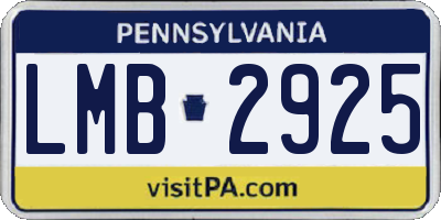 PA license plate LMB2925