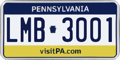 PA license plate LMB3001