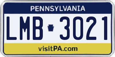 PA license plate LMB3021