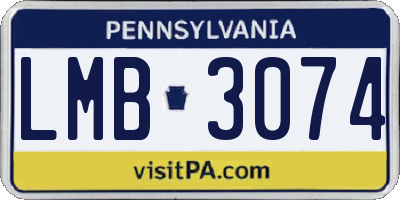 PA license plate LMB3074