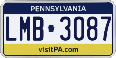 PA license plate LMB3087