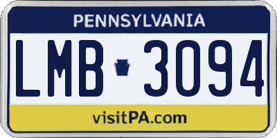 PA license plate LMB3094