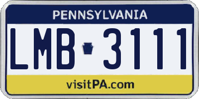 PA license plate LMB3111