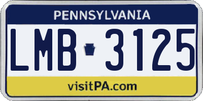 PA license plate LMB3125
