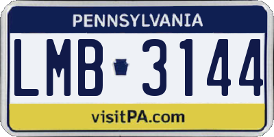 PA license plate LMB3144
