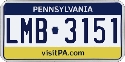 PA license plate LMB3151