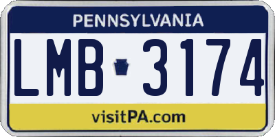 PA license plate LMB3174