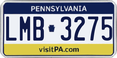 PA license plate LMB3275
