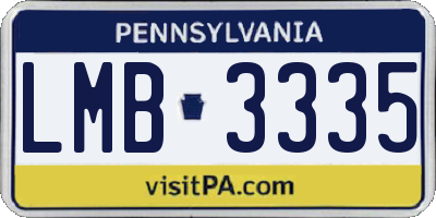 PA license plate LMB3335