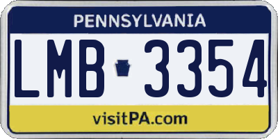 PA license plate LMB3354