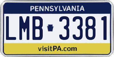 PA license plate LMB3381