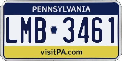 PA license plate LMB3461