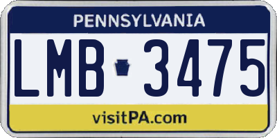 PA license plate LMB3475
