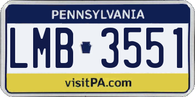 PA license plate LMB3551
