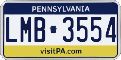 PA license plate LMB3554