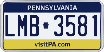 PA license plate LMB3581