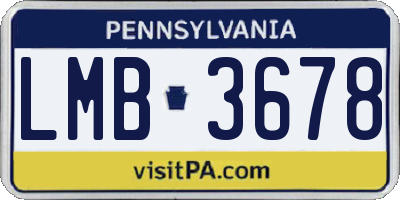 PA license plate LMB3678