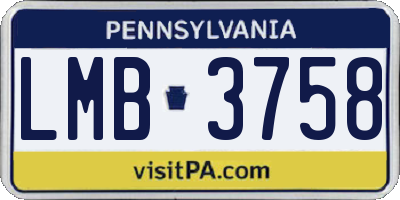 PA license plate LMB3758