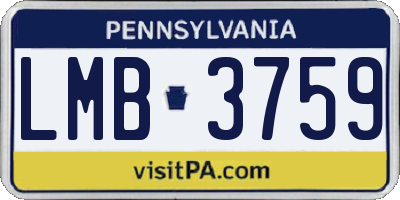 PA license plate LMB3759