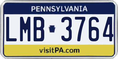 PA license plate LMB3764