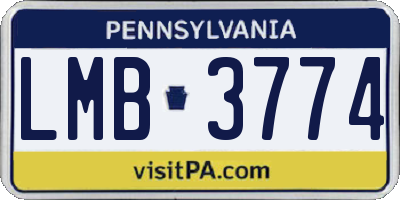 PA license plate LMB3774