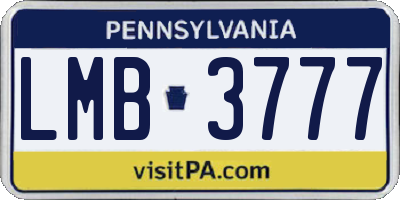 PA license plate LMB3777