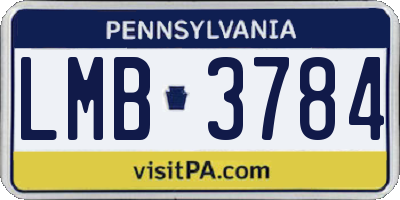 PA license plate LMB3784